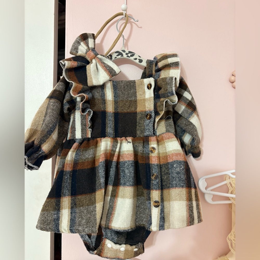 Plaid Ruffle Button Dress - Picture 2 of 3